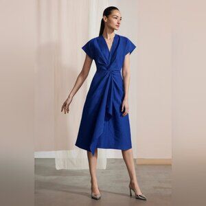 The Fold Laramie Midi Dress Electric Blue Linen Cotton sz 12 NWT